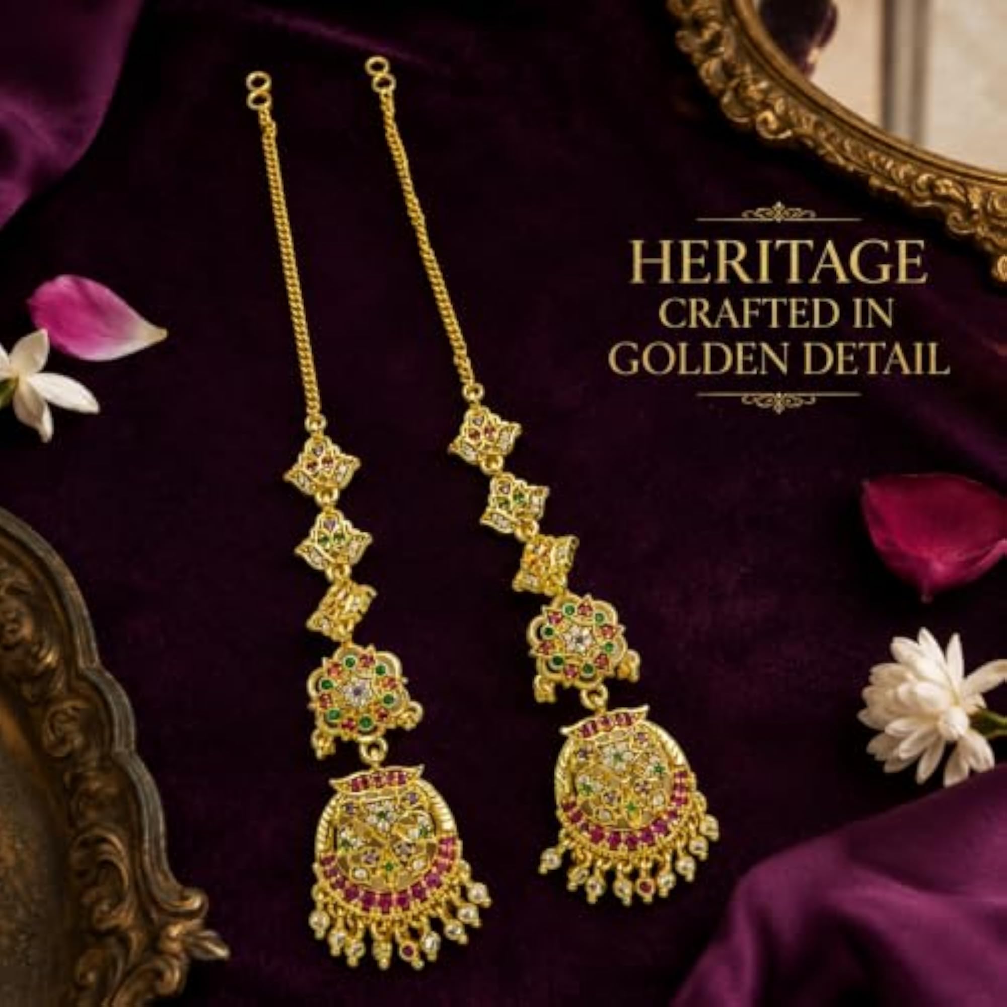 Women's Ear Chain Earrings, Traditional Ethnic Design